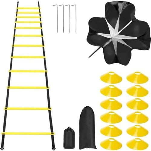 NEW-Sports Speed Agility Training Set Soccer Speed Training Agility Ladder Set Improve Speed Strength and Coordination