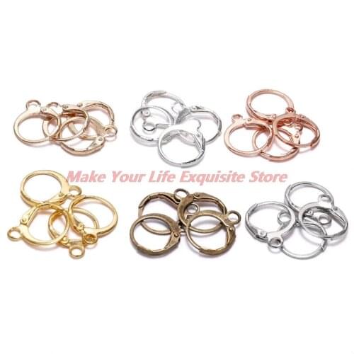 New 20pcs Metal Earring Making Accessories Rhodium Copper Clip On Earring Clasps Hooks Findings Loop Clasp Round Base For Diy