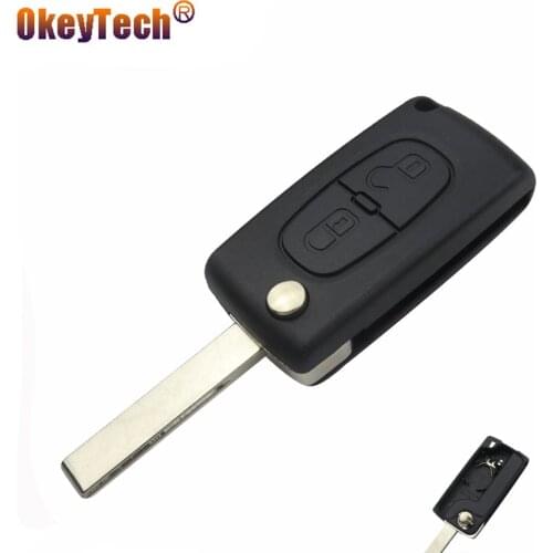 OkeyTech Remote Flip Folding Blank Key Shell Cover Case For Peugeot 206 307 308 407 Partner for Citroen C4 C5 C3 Berlingo Xsara
