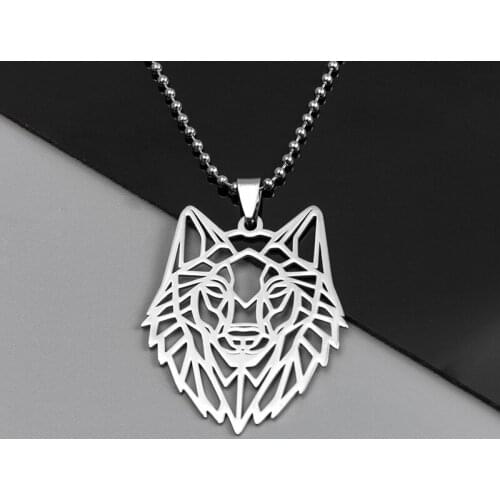 Punk Hollow Out Wolf Head Necklace Trend Men 316L Stainless Steel Forest Animals Pendant Choker for Men Motorcycle Party Jewelry