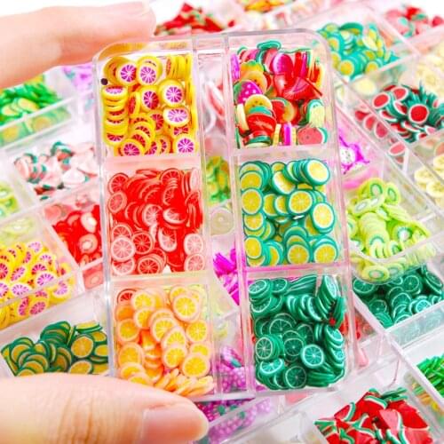 A Box Polymer Clay Fruit Slices Resin Filler 3D Sticker DIY Epoxy Mold Nails Art Decoration Flowers Slice For Jewelry Making