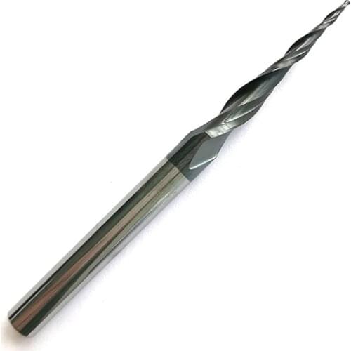 Tip radius=0.5mm hrc55 R0.5*D6*30.5*75L*2F Tungsten solid carbide Coated Tapered Ball Nose End Mills taper and cone endmills