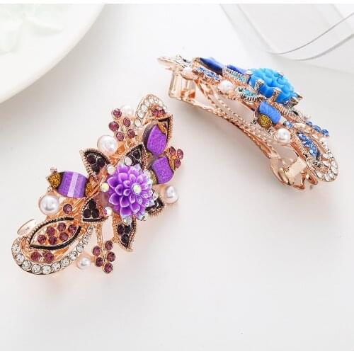 Six Style Glitter Rhinestone Flower Hairwear For Women Ziron Hairpins Jewelry Gift Hair Jewelry For Girl Color Hairgrips Famale