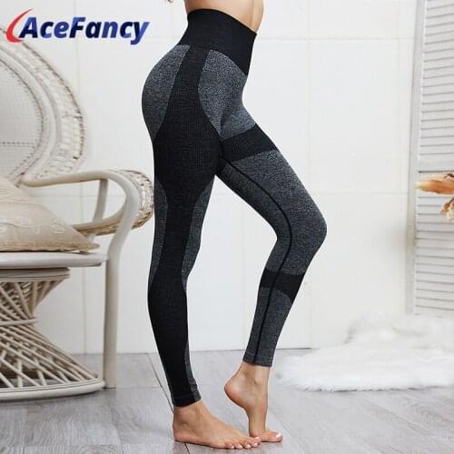 Acefancy Yoga Pants Women Solid Tights Leggings mallas deporte mujer Spliced Running Pants ZC1976 Fitness Leggings Gym Cloths