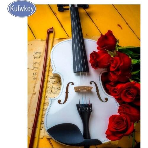 Violin rose New Design Diamond Embroidery Full Drill Resin Rhinestone Diamond Painting Cross Stitch Craft Arts Canvas paint
