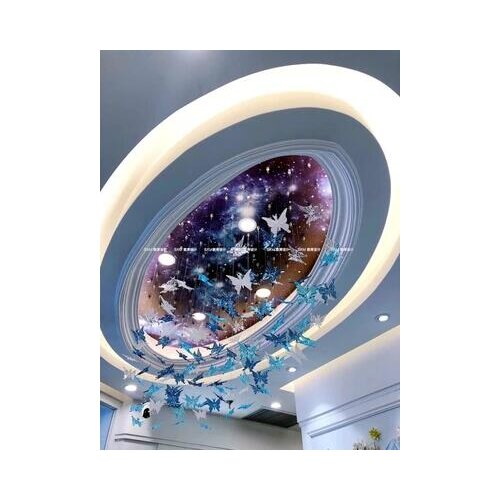 Butterfly Glass Color Art Postmodern Blue Model House Sales Office Bedroom Living Room Oval Restaurant Chandelier
