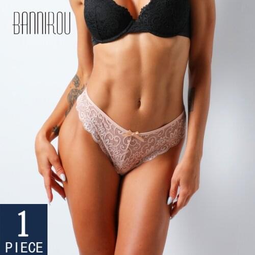 BANNIROU Sexy Thong Underwear For Woman Low Rise T-back G-string Lingerie Hollow Out Panty Lace Woman Panties For Woman 1 Pcs
