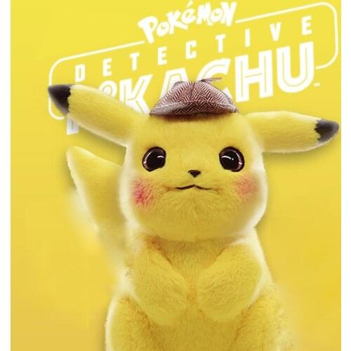 Takara Tomy Pokemon Stuffed Toys Kawaii Detective Pikachu Yellow Elf Stuffed Toys Anime Dolls Christmas Birthday Gifts for Kids