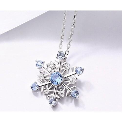 Uonney Dropshipping Jewelry Gift Snowflake Gem Stone Women Necklace Steling Silver 925 For Women Gift Jewelry