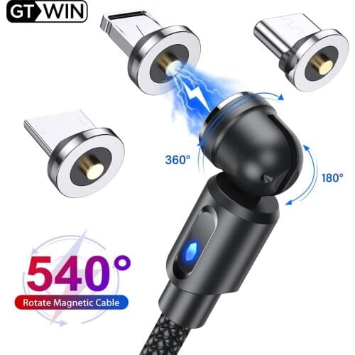 540 Rotate Magnetic Type C Cable Micro USB Cable Fast Charger For Xiaomi redmi note 10 Mobile Phone USB Charge Cable Data Wires