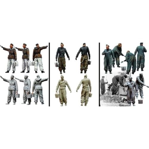 WWII German 4-person kit model, self-assembled and colored 1：35