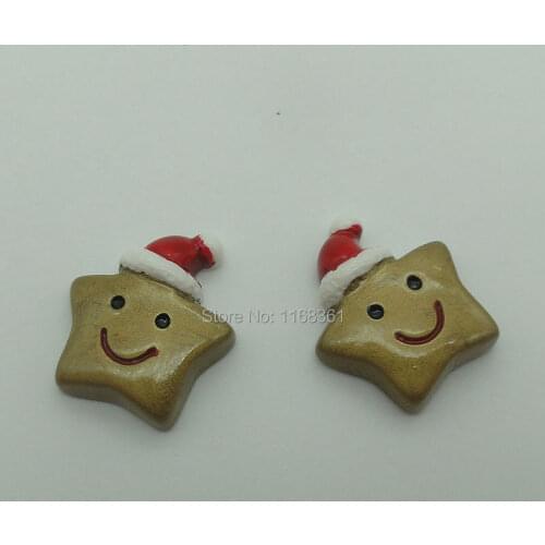 1pcs/lot resin flat back Christmas hat star 26mm Cabochons Scrapbooking Hair Bow Center DIY Christmas decration C101-9