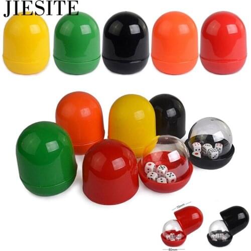 1Pcs Anti Cheating Off Screen Dice Cup with Transparent Cover with Plastic Cover Color Cup with 6 Plastic dices