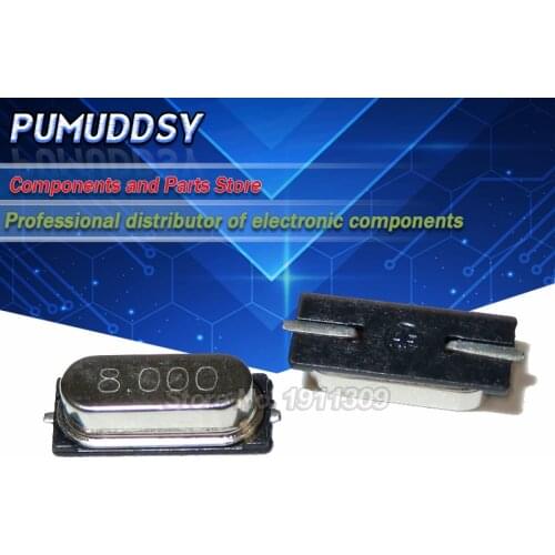 20PCS smd hc-49s 8MHz 8.000mhz 20ppm 20pF quartz resonator crystal