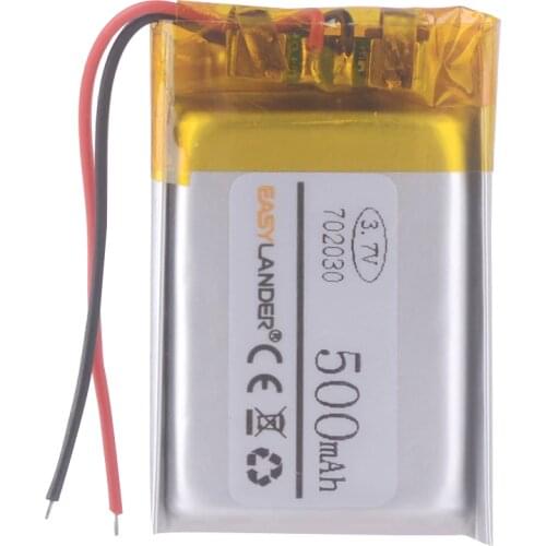 3.7V 500mAh 702030 Lithium Polymer Li ion Rechargeable Battery For DIY Mp3 MP4 MP5 GPS Bluetooth Electronic Part Video Games