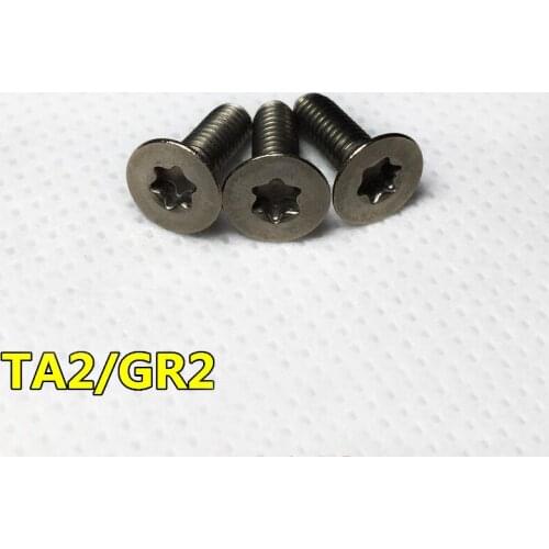 5Pcs M4 TA2/GR2 Titanium Screw Torx& T&TX Countersunk Head screws Flat Six-Lobe Bolts 8/10/12mm Length