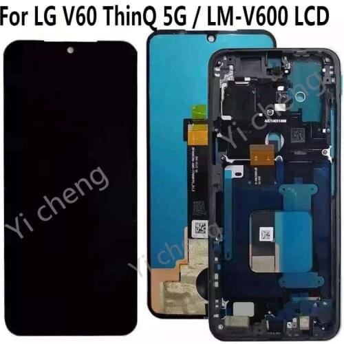 6.8" Original AMOLED For LG V60 ThinQ LCD Display Screen Frame Touch Digitizer Assembly For LG V60 ThinQ 5G Screen Replacement