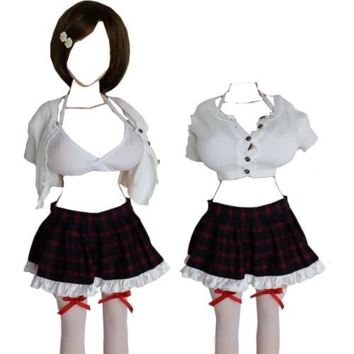 Athemis Babydolls & Chemises costume casual clothes Sweater Plaid skirt bra stockings custom made size