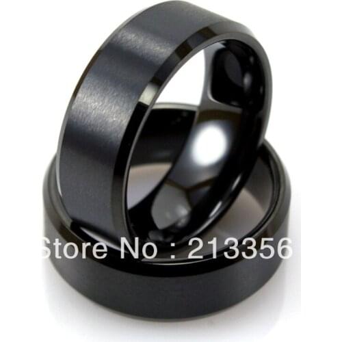 Free Shipping !Cheap Price Promotion Sales! USA Hot Selling Mens Black Tungsten Carbide Wedding Ring With Beveled Engraved Ring