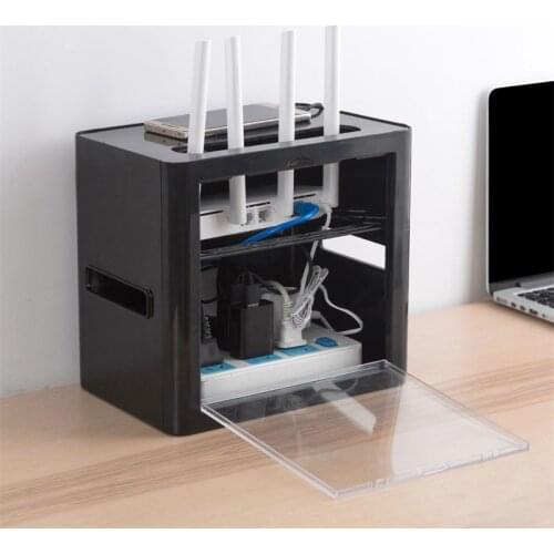 Wireless WiFi Router Power Cord Storage Box Home Office Organizer Cable Hub Box Plug Board Bracket Cable Storage Case Shelf