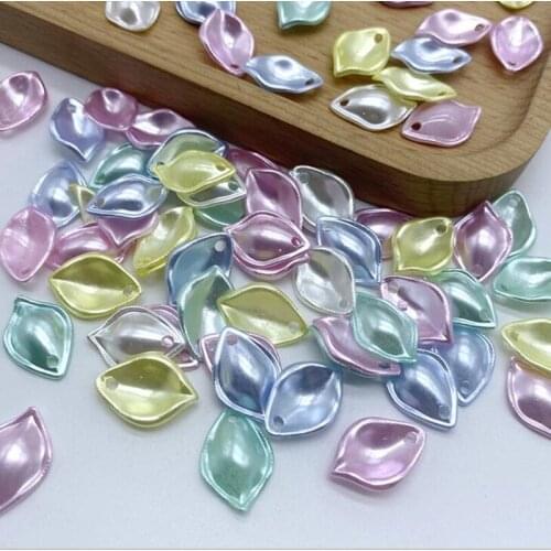 Fashion Acrylic Loose Beads Mix Color 13*19mm Jewelry Accessory Leaf Plated Beads 50 pieces