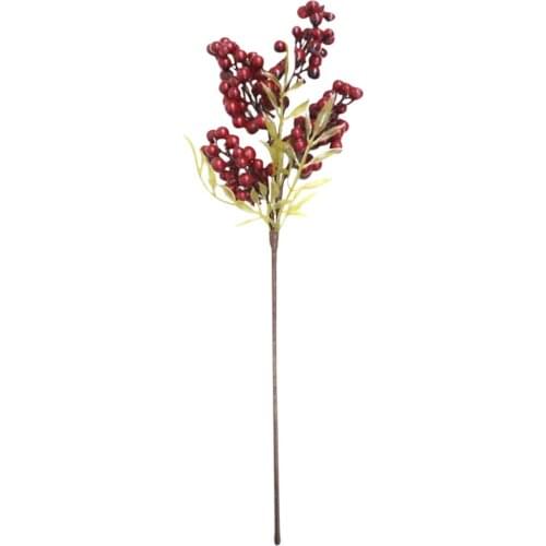 Artificial Red Berry Twig Realistic Holly Wild Fruit Branch Vase Ornament Fake Plastic Flower Branch