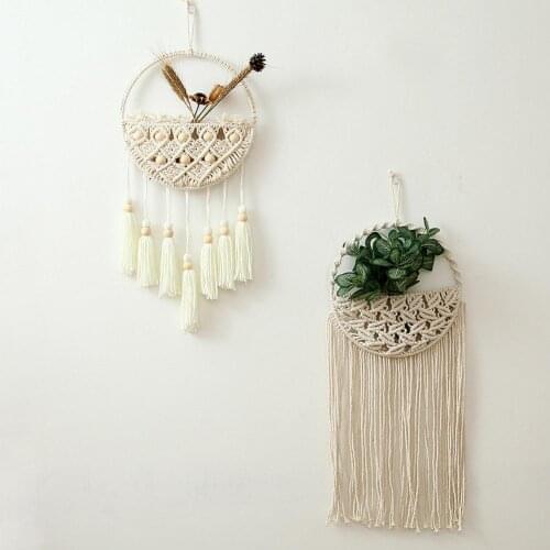 Lace Wall Pendent Macrame Bedroom Wall Hanging Net Bag Pendant Art Wall Accents Decor Tassels Chic Boho Decor Dorm