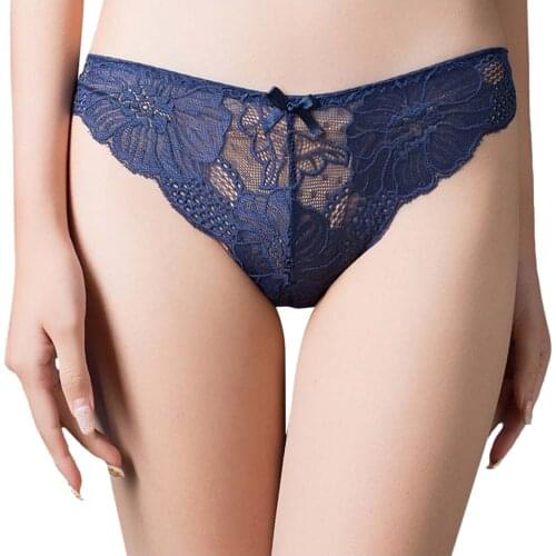 Lace Hollow Panties Woman Underwear Low Waist Ruffle Bow Briefs Soft Lingerie Female Panty Sexy Transparent Underpants Female A3