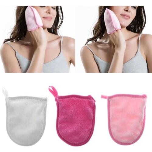 Reusable Microfiber Facial Cloth Face Towel Makeup Remover Cleansing Glove Tool Q0KD