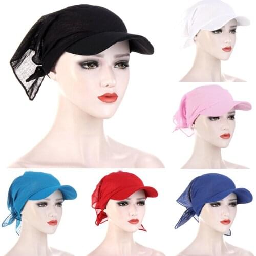 Fashion Solid Color Square Scarf Cap for Women Men Soft Headscarf Baseball Cap Outdoor Brim Sunshade Hats Turban Cap Hip Hop