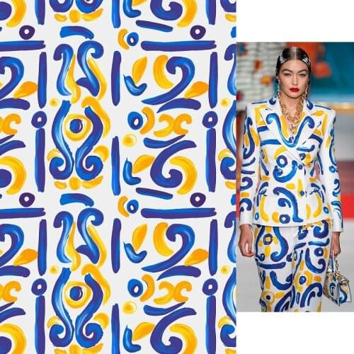 MS Brand Digital Printing Fashion 100% Polyester Fabric Chiffon Four-way Stretch Satin Swimwear Material Sewing Customized Cloth