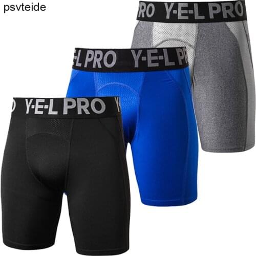 Mens Compression Shorts Fitness Gym Shorts Men Bodybuilding Training Stretch Tight Short Leggings Black Color Breathable Bottoms