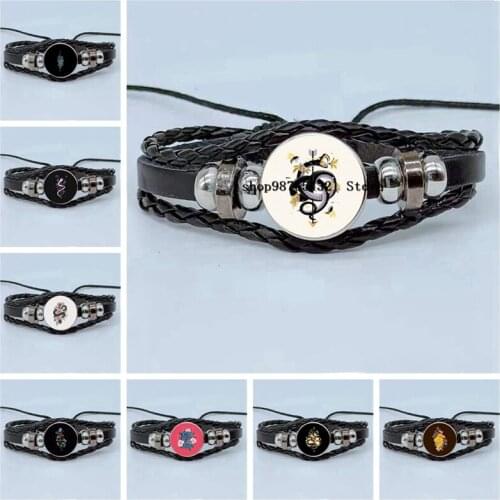 New Animal Snake Bracelet Cabochon Glass Multilayer Woven Leather Bracelet Mens Gift Souvenir Bracelet