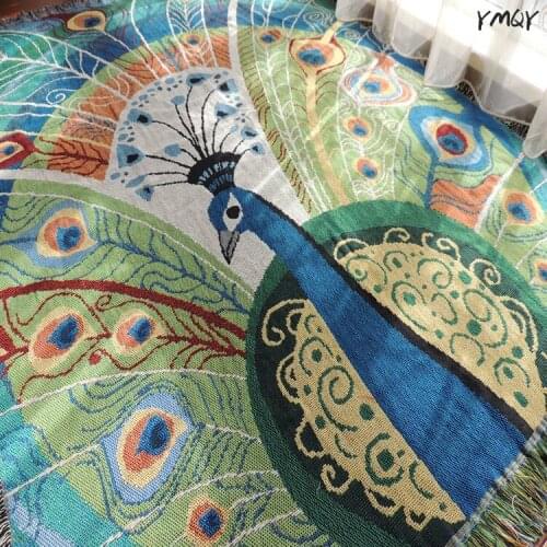 Cat dog peacock Cotton Chair Blanket Throws decorative slipcover on Sofa/Bed Travel Plaids Sofa Cover Towel Table Cloth mat rug