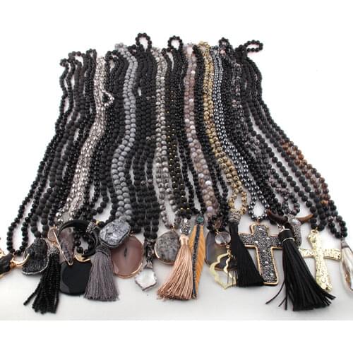 Wholesale Fashion 20pc Mix Color Black/Gray Necklace Handmade Women Jewelry