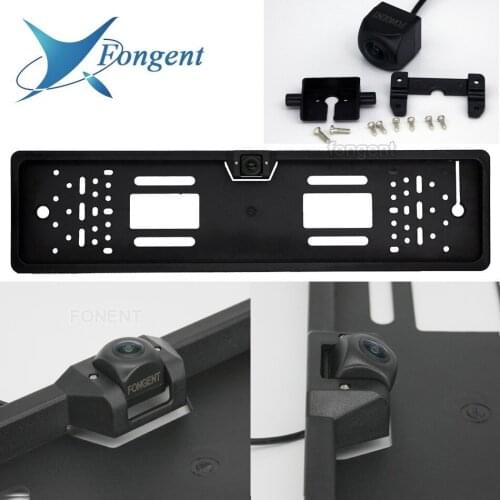 EU European Number License Plate Frame Auto Reverse Back off up Parking Vehicle Fold Mirror Montior 170 degree Rear View Camera