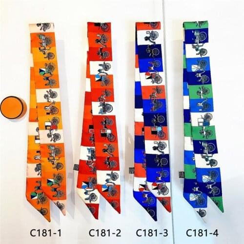 Hot-selling mulberry silk long scarf, color matching carriage bandana, womens small silk scarf, wrapped bag ribbon, hair band M