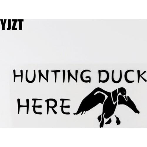 YJZT 17.4CM×7.5CM Hunting Duck Here Creative Car Sticker Decal Black/Silver Vinyl 8C-0744