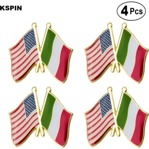 U.S.A Italy Friendship Flag Pin Lapel Pin Badge Brooch Icons 4pcs