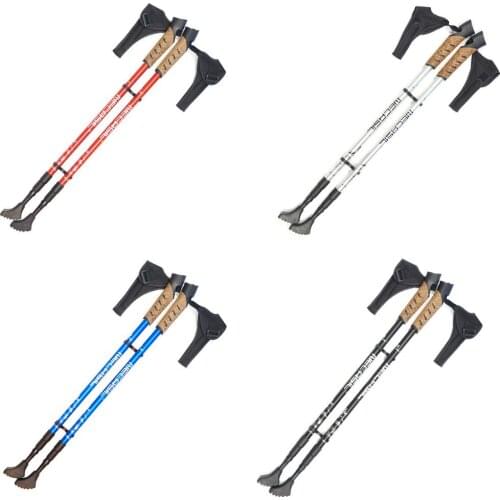 1/ 2Pcs Hiking Walking Sticks Anti Shock Trekking Poles Nordic Walking Cane Aluminum Telescopic Camping Hiking Poles Crutches