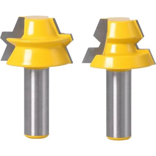 2Pcs Lock Miter Router 22.5 Degree Glue Joinery Router Bit 12Mm Shank Woodworking Cutter Tenon Cutter for Wood