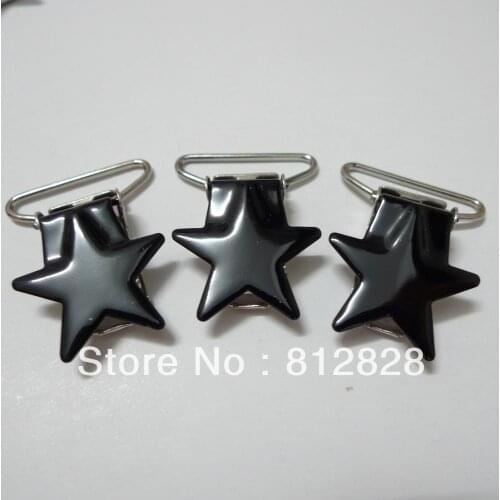 25pcs 1'' 25mm #MD1 Black Color Enamel Star Suspender Clips