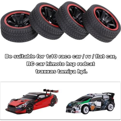 4PCS 1/10 Rubber Tire RC Racing Car Tires For HSP Redcat Traxxas Tamiya HPI RC Car Part Diameter 65mm Tires RC Parts Accessories
