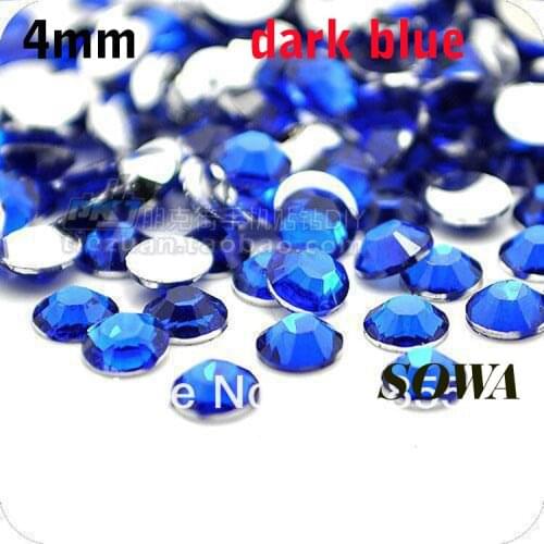 Free Shipping 1440pcs/bag SS16 Size 4mm Dark Blue Resin Flatbackbeads,Nail Art beads,DIY Wedding Decoration