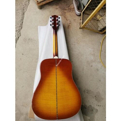 Free shipping solid guitar acoustic electric folk guitar flame maple solid spruce acoustic dreadnought Do ve bird guitar