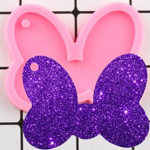 Shiny Butterfly Silicone Mold Bow Keychain Jewelry Epoxy Resin Mould Pendant Polymer Clay DIY Handmade Charms Moulds