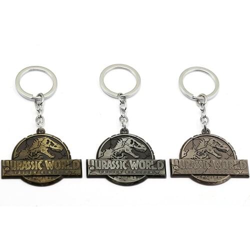 Jurassic World Fallen Kingdom Keychain Key Pendant Cool Crack Metal chaveiro Key Ring Key Chain sleutelhanger Movie Jewelry