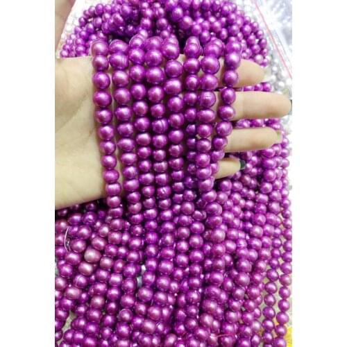 One Strands Real Pearl 8-9mm Bright Purple Pearl Natural Freshwater Pearl loose beads 35cm / 14.5inch DIY