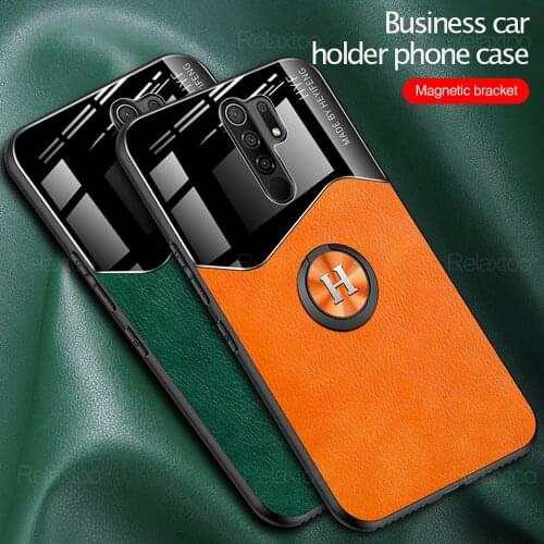 For redmi 9t case leather texture car magnetic holder phone covers for xiaomi redmi 9t 9 t redmi9t case protect ring coque capa