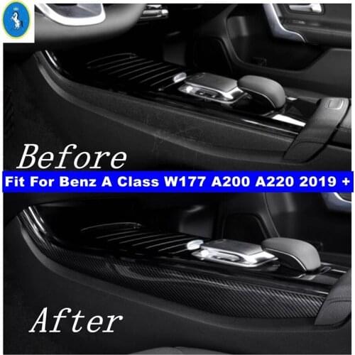 Yimaautotrims Transmission Shift Gear Panel Cover Strip For Mercedes Benz A Class W177 A200 A220 2019 2020 Interior Carbon Fiber